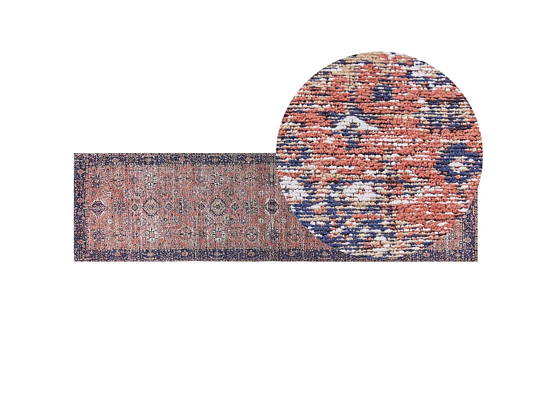 Alfombra de algodón rojo/azul 80 x 300 cm KURIN