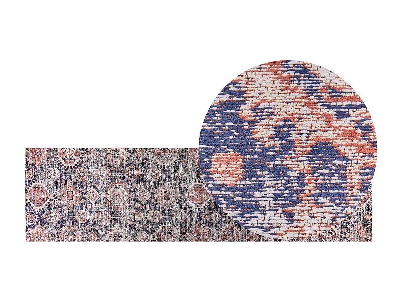 Alfombra de algodón azul/rojo 80 x 300 cm KURIN