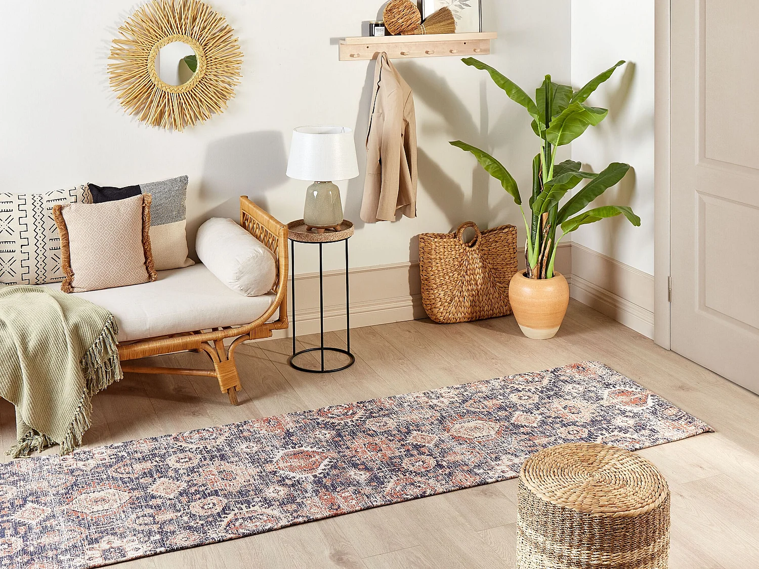 Tapis en coton bleu et rouge 80 x 300 cm KURIN