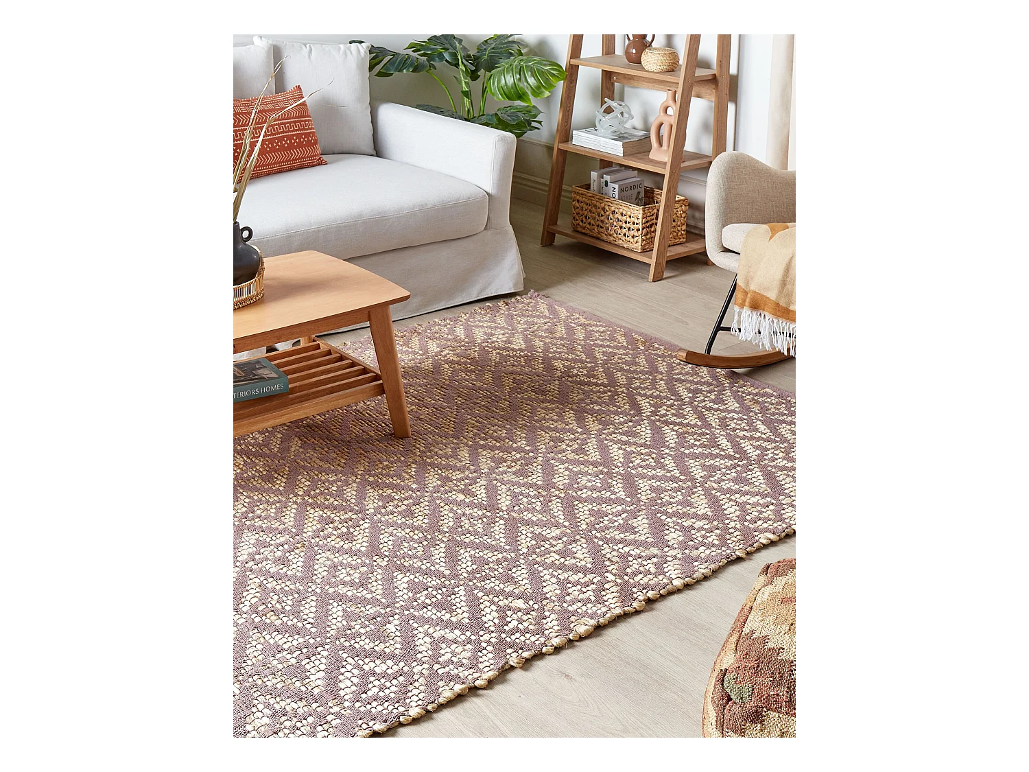 Tappeto cotone beige e rosa 160 x 230 cm GERZE