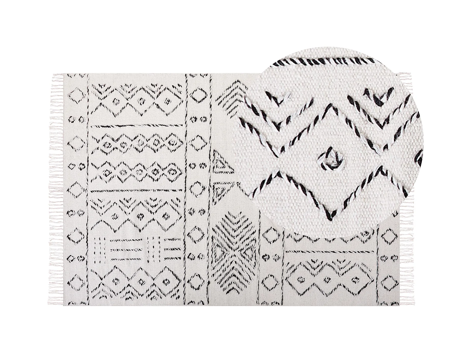 Tappeto lana e cotone bianco e nero 140 x 200 cm ALKENT
