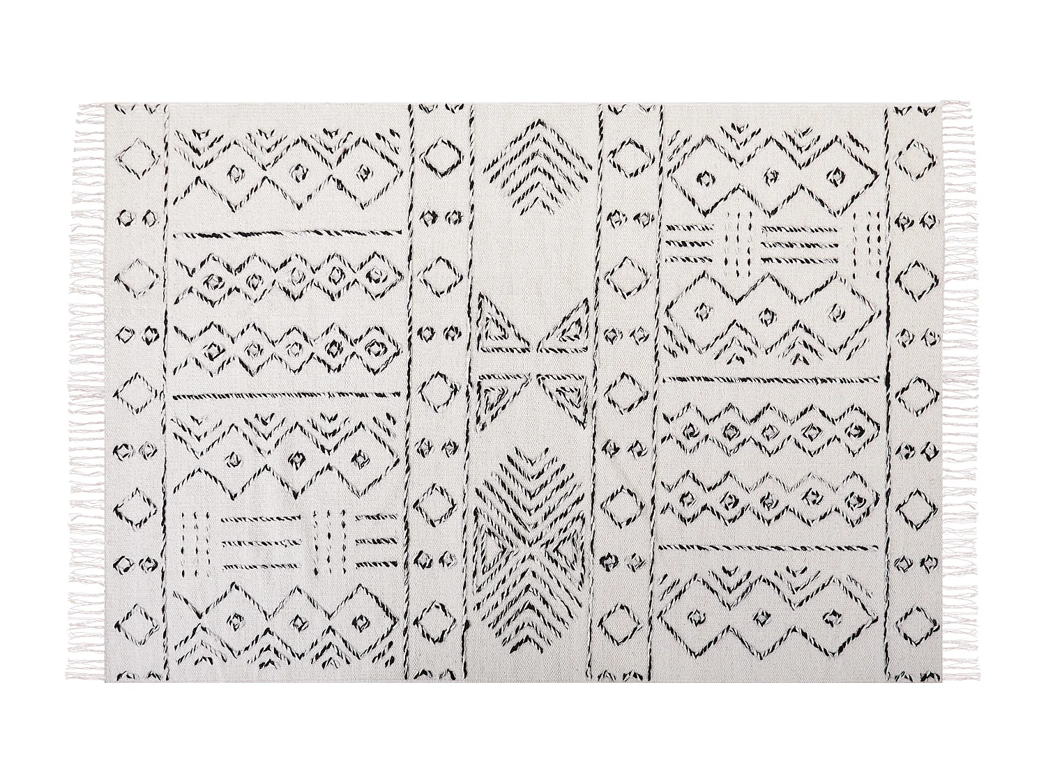 Alfombra de lana blanco crema/negro 140 x 200 cm ALKENT