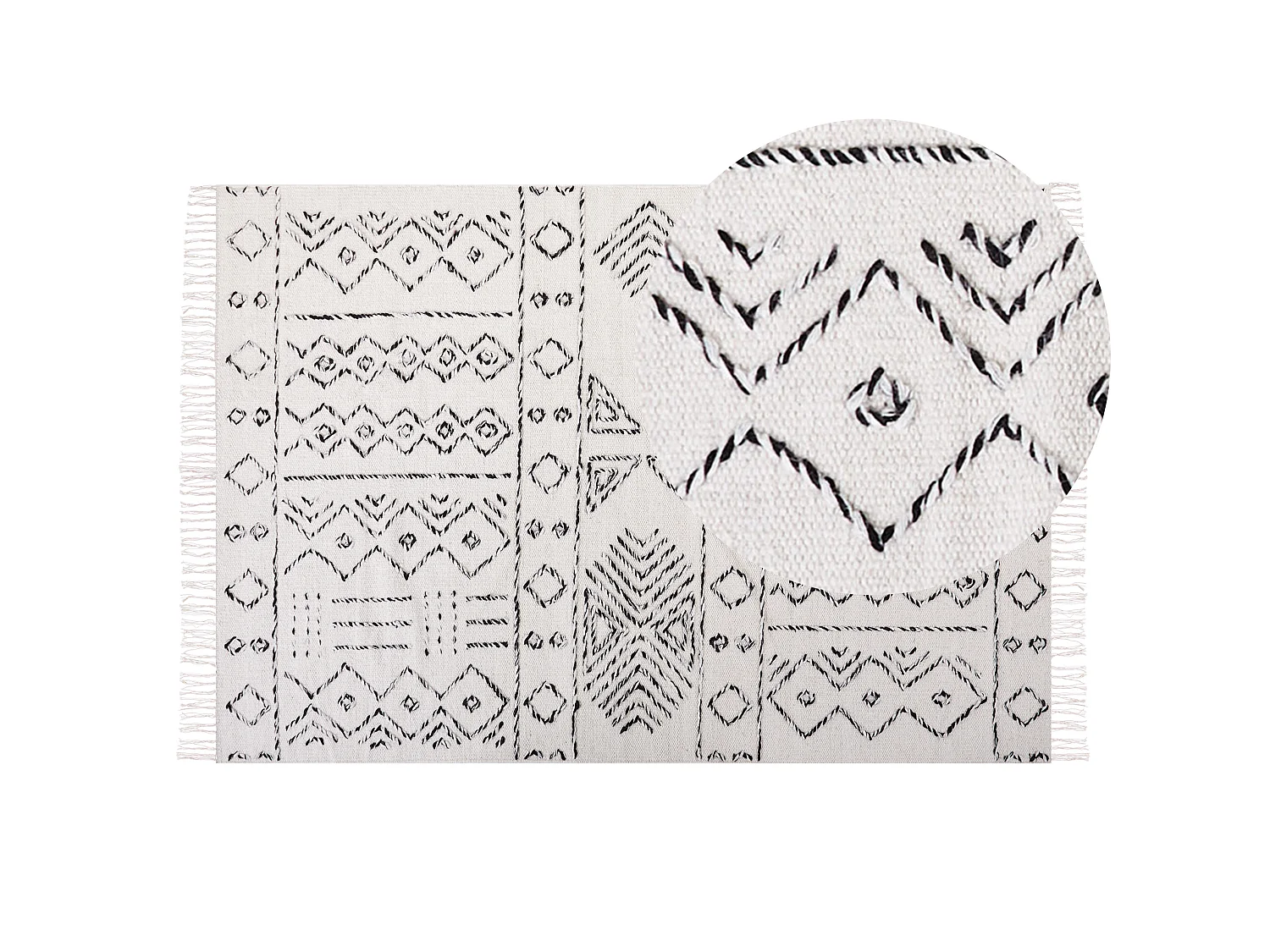 Vloerkleed wol wit/zwart 140 x 200 cm ALKENT