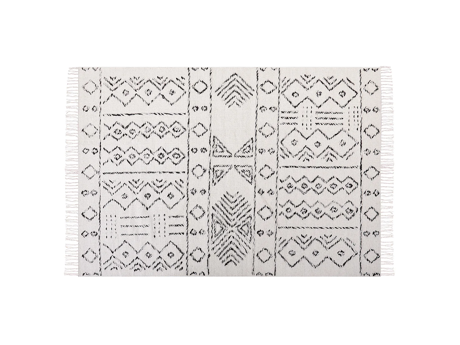 Vloerkleed wol wit/zwart 140 x 200 cm ALKENT