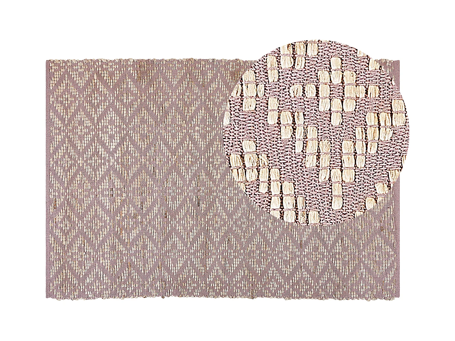 Rechteckiger Teppich Rosa und Beige aus Baumwolle und Jute rustikale stil 140 x 200 cm Gerze