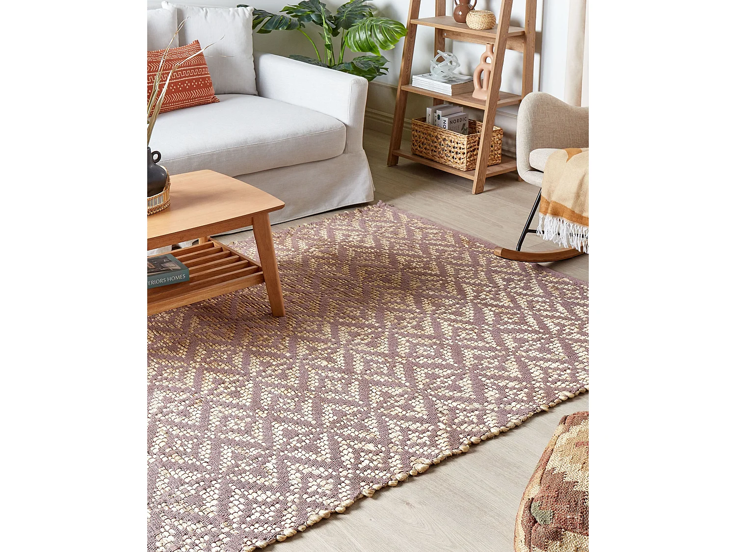 Tapis en coton beige et rose 140 x 200 cm GERZE