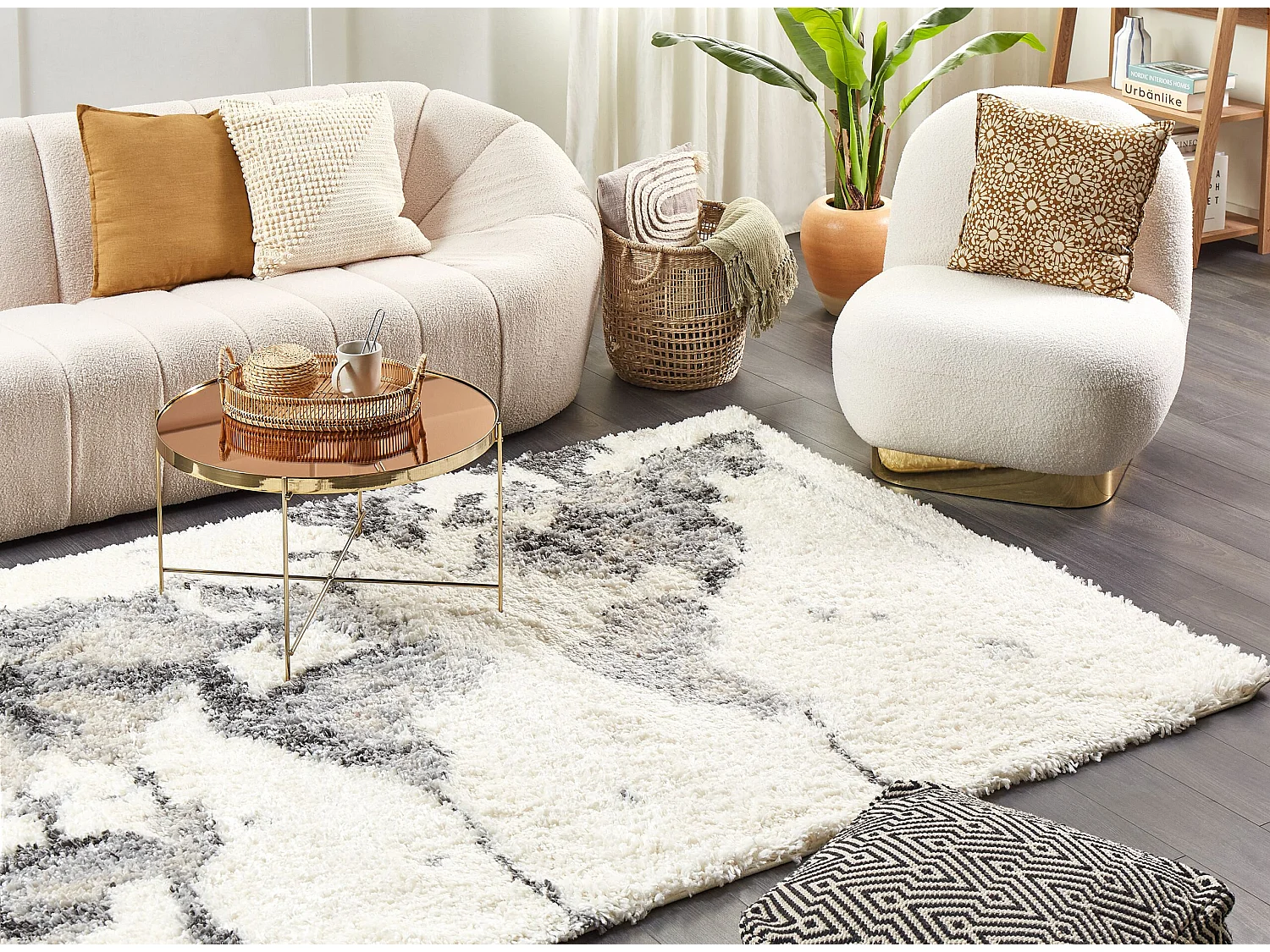 Vloerkleed polypropyleen wit/grijs 200 x 300 cm SEVAN