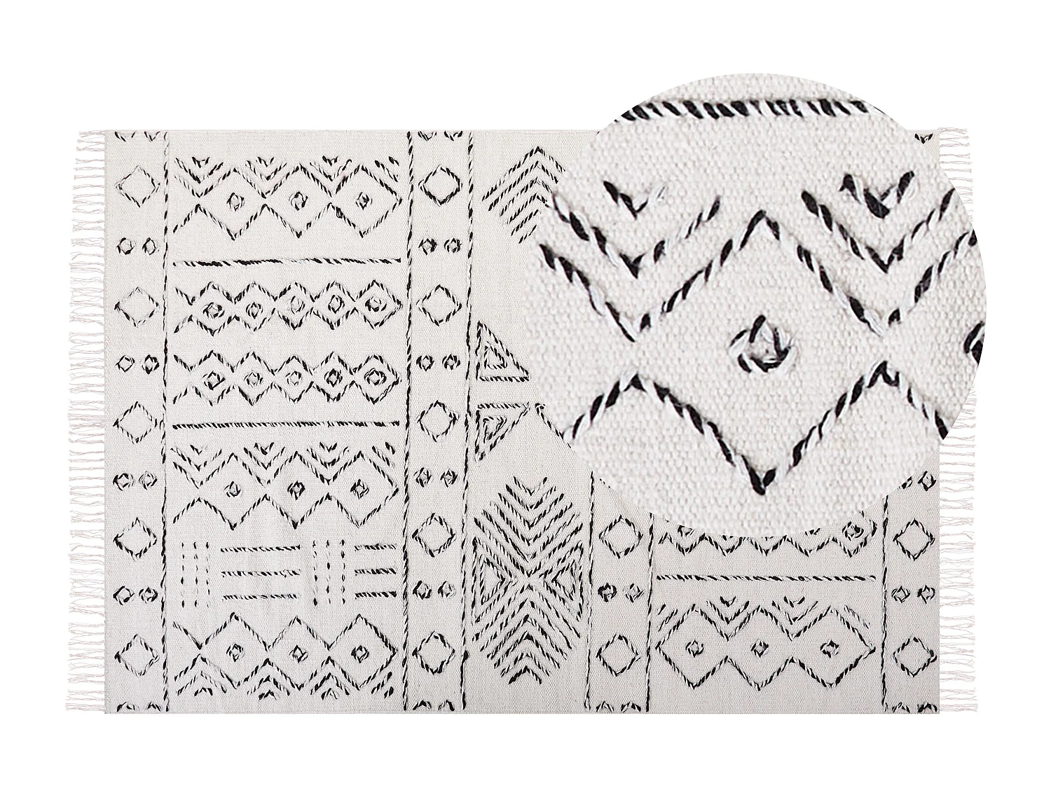 Tappeto lana e cotone bianco e nero 160 x 230 cm ALKENT