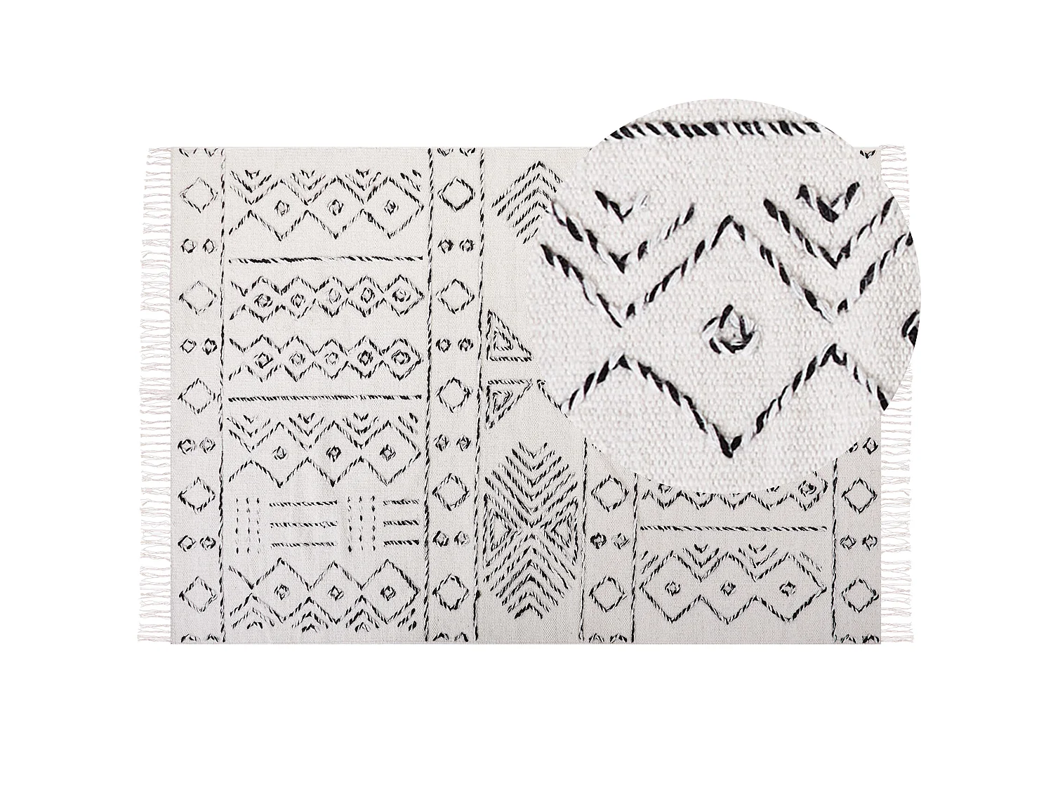 Tapis en laine blanc et noir 160 x 230 cm ALKENT