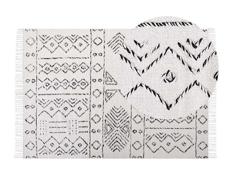 Dywan wełniany 160 x 230 cm biało-czarny ALKENT