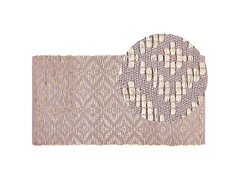 Rechteckiger Teppich Rosa und Beige aus Baumwolle und Jute rustikale stil 80 x 150 cm Gerze