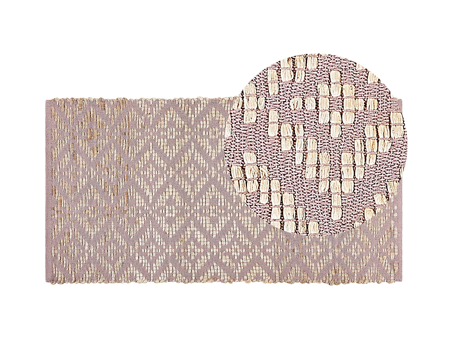 Rechteckiger Teppich Rosa und Beige aus Baumwolle und Jute rustikale stil 80 x 150 cm Gerze