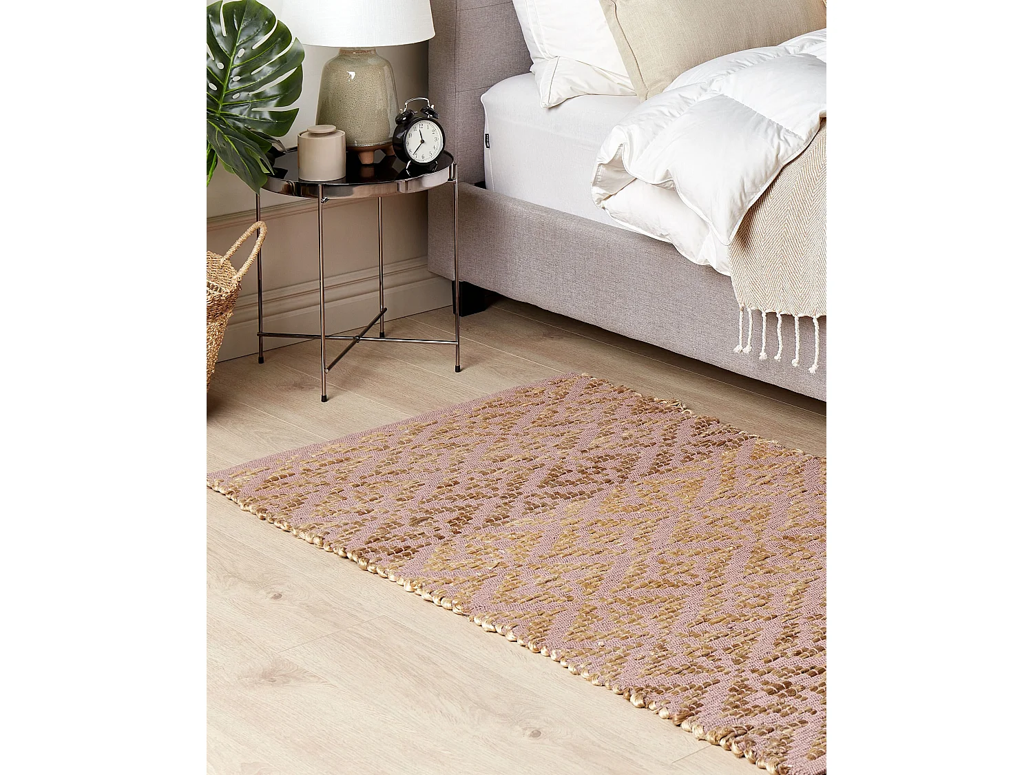 Dywan bawełniany 80 x 150 cm beżowy z różowym GERZE