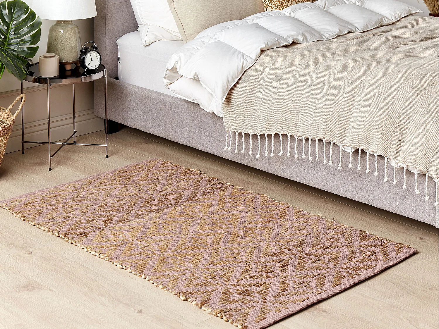 Vloerkleed katoen beige/roze 80 x 150 cm GERZE