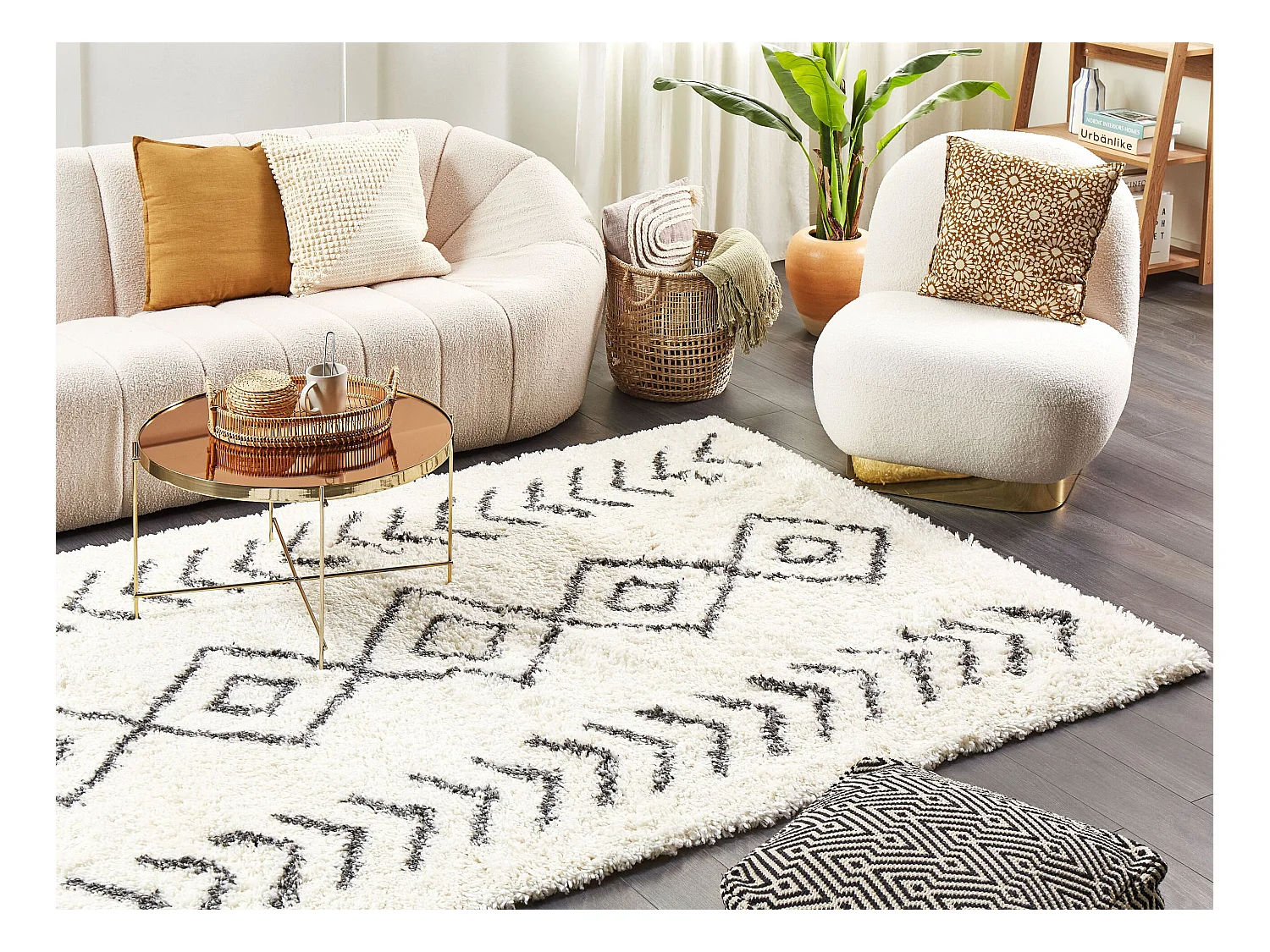 Vloerkleed polypropyleen wit/grijs 160 x 230 cm AYRUM