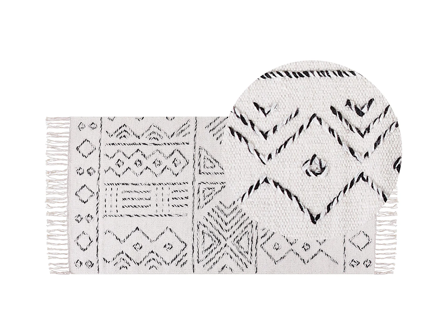 Tappeto lana e cotone bianco e nero 80 x 150 cm ALKENT