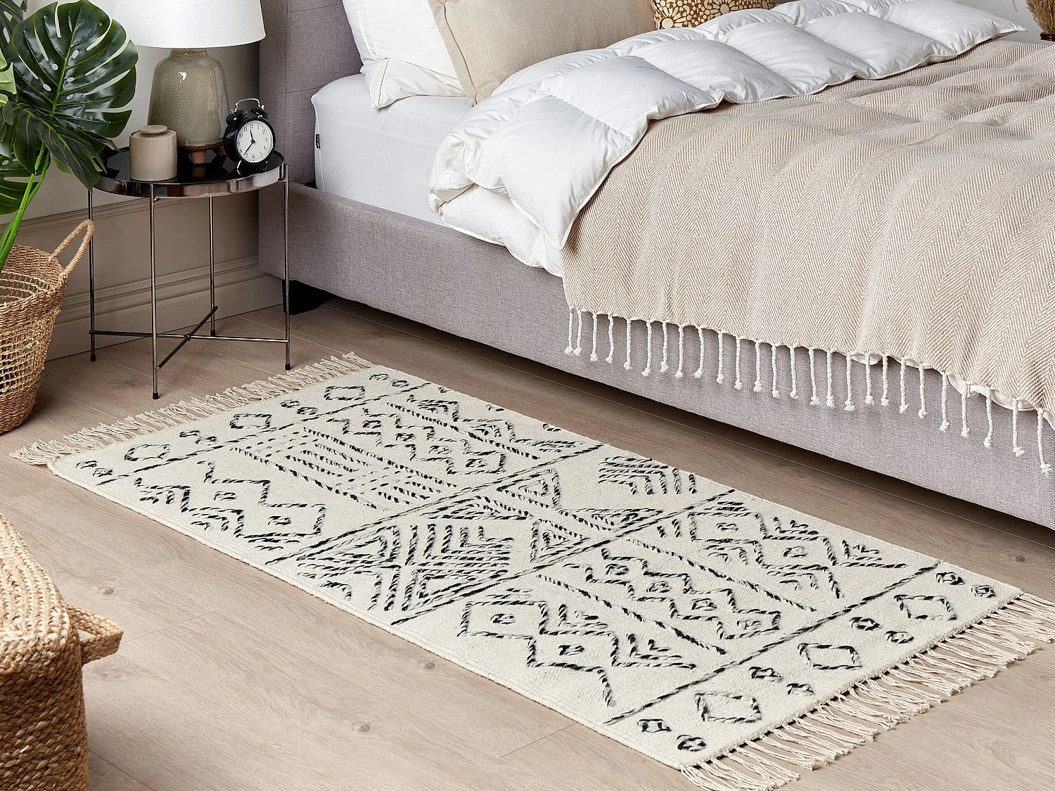 Vloerkleed wol wit/zwart 80 x 150 cm ALKENT
