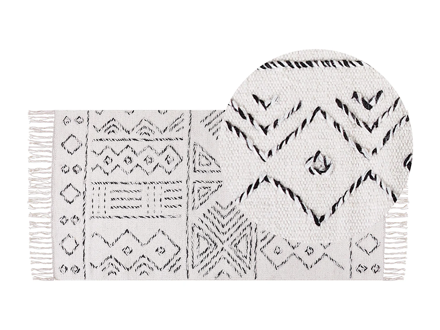 Tapete de lã branco e preto 80 x 150 cm ALKENT