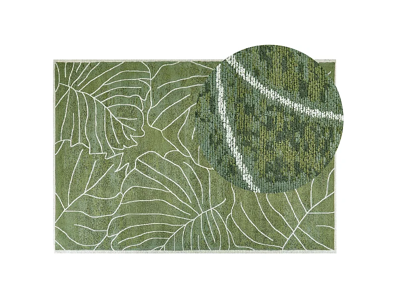 Moderner Rechteckig Teppich 140 x 200 cm Baumwolle für Innenbereiche Monstera Blätter Druck Sarmin