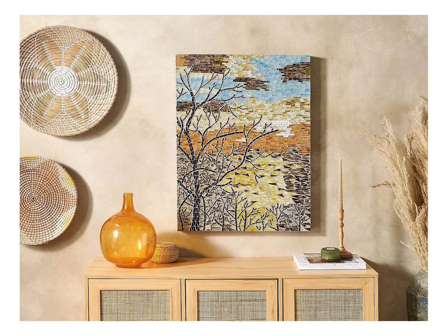 Decoración de pared TAMIANG Vidrio 80 cm Multicolor