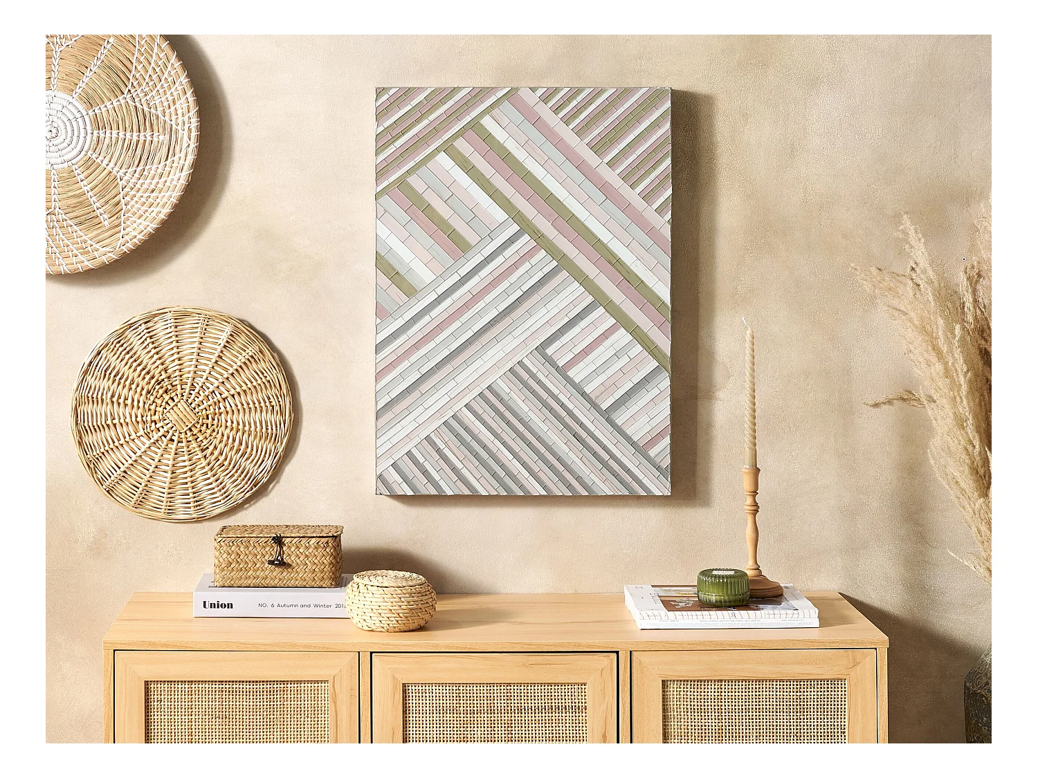 Wandobjekt TEMBESI Glas 70 cm Bunt