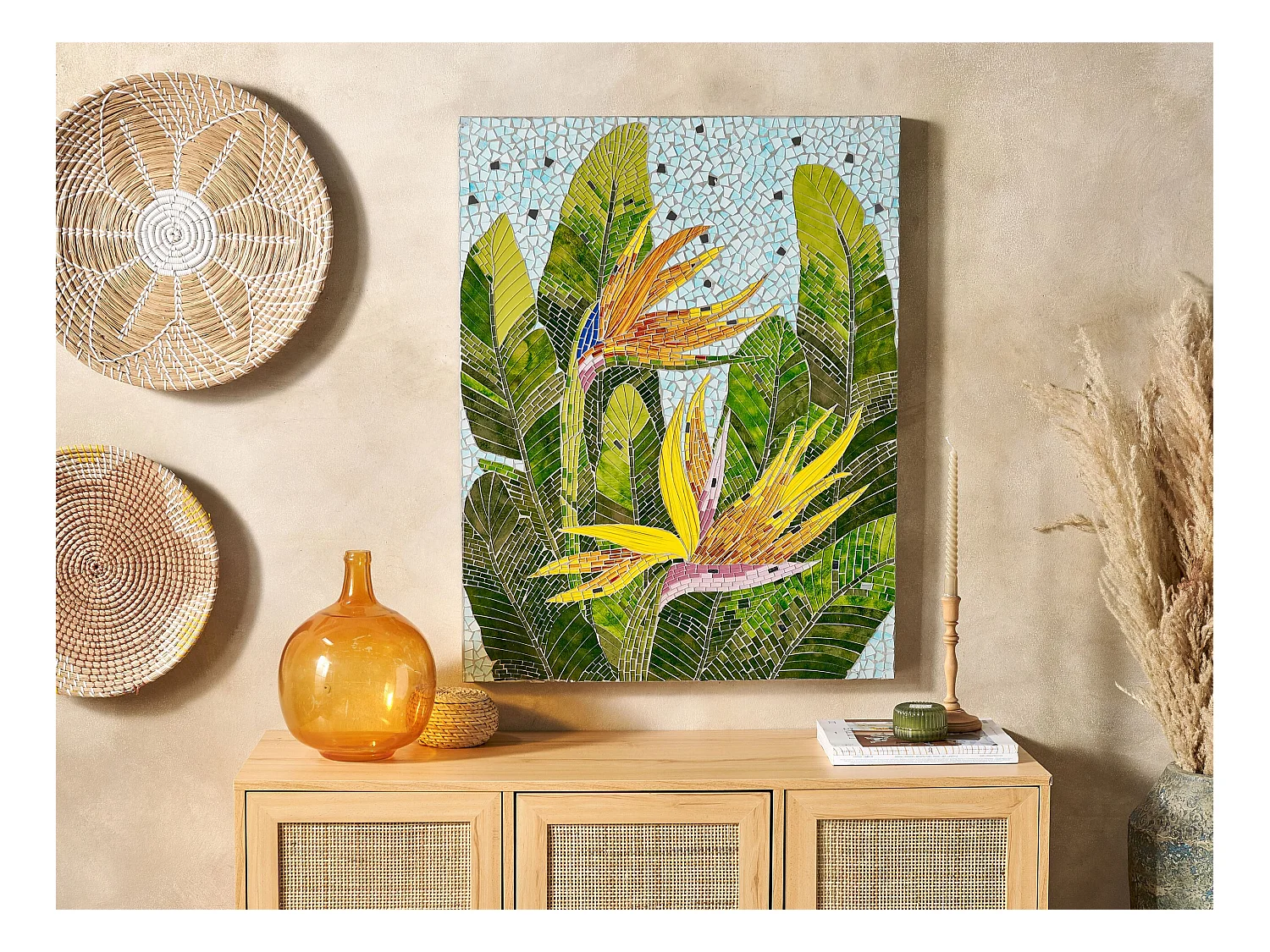 Wanddekoration klassisch Glasmosaik Wandgestaltung Akzentstück Mehrfarbig Merangin