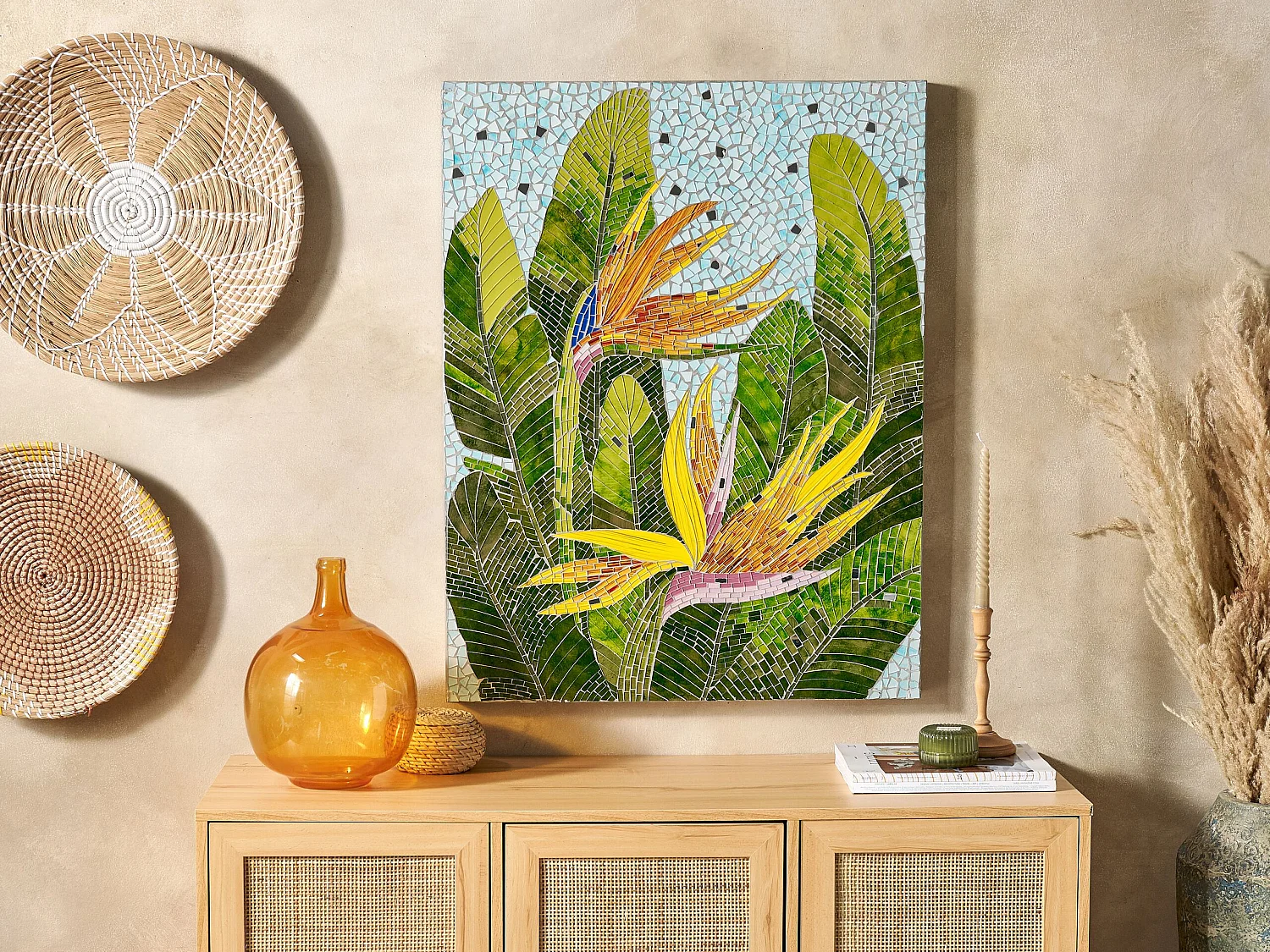 Wanddecoratie MERANGIN Glas 90 cm Groen