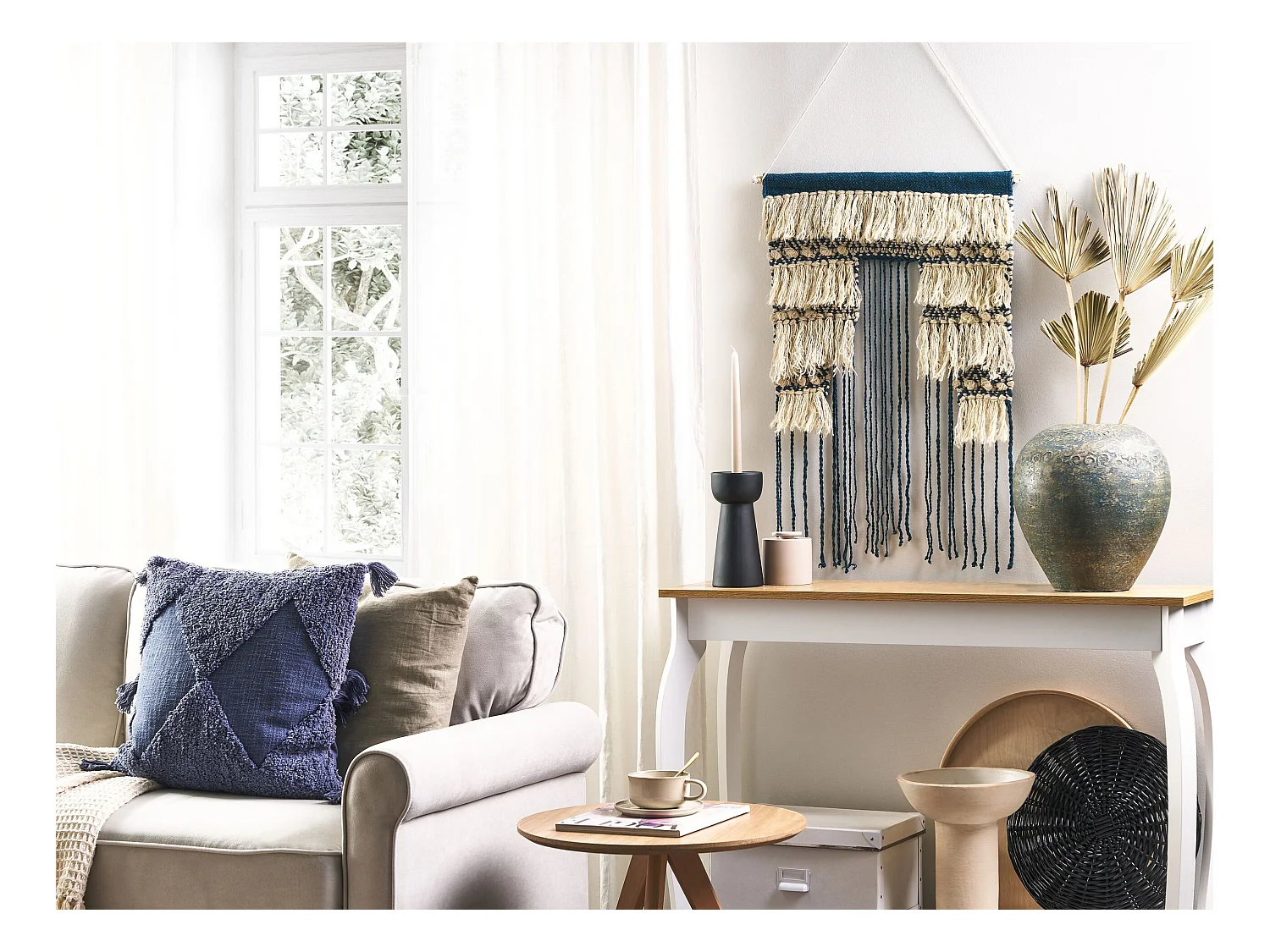 Stoffen wanddecoratie NADRA Katoen 77 cm Lichtbeige