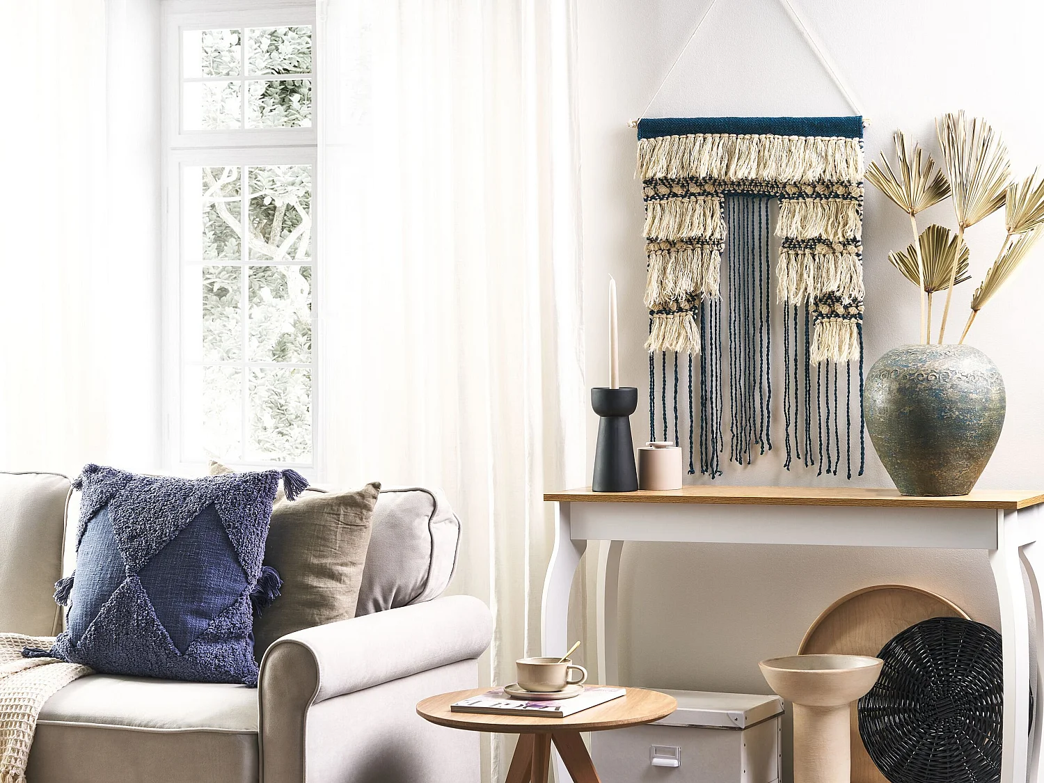 Decorazione da parete in tessuto NADRA Cotone 77 cm Beige chiaro