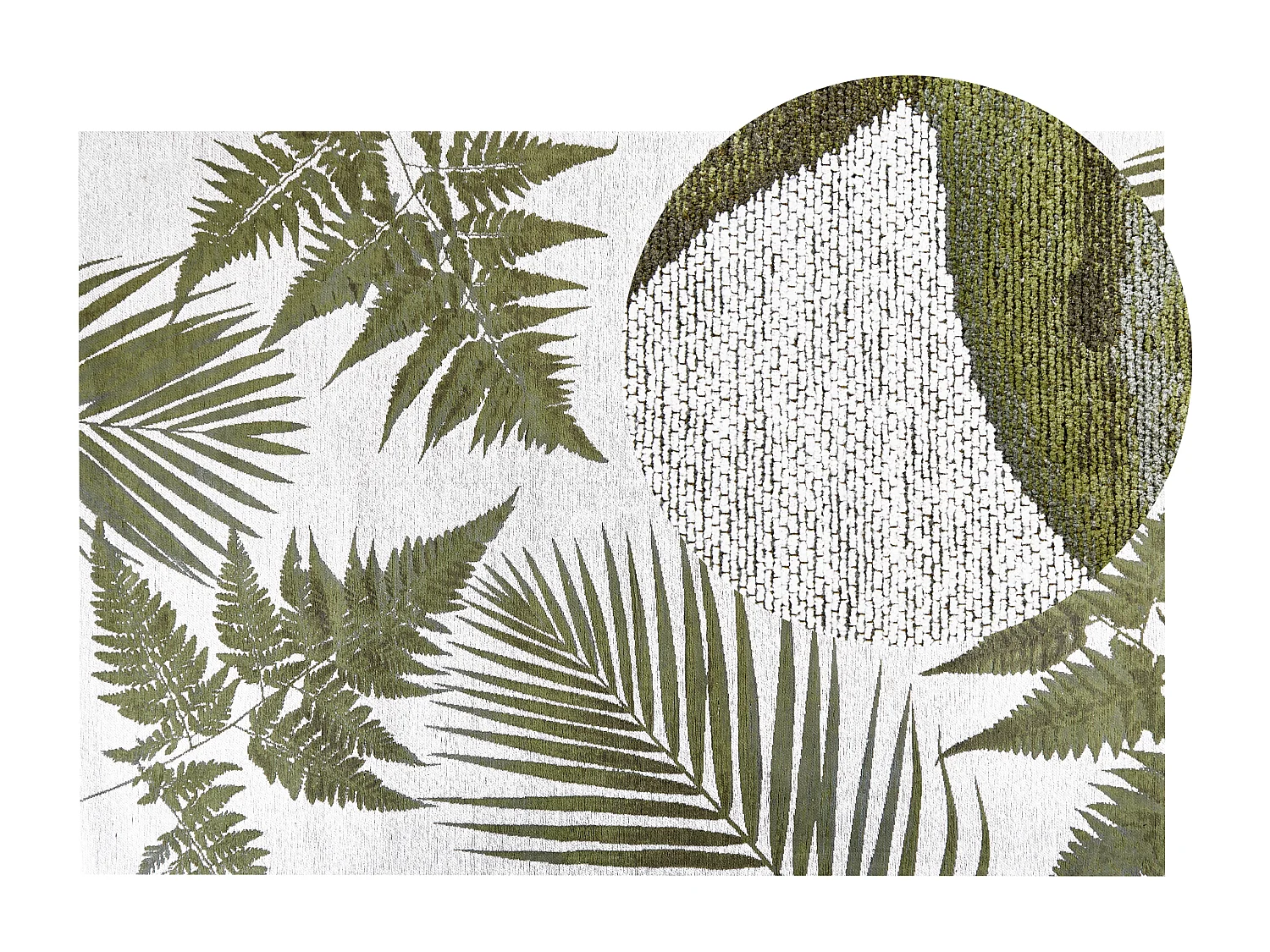 Tapete de algodão com motivo de folhas verde 140 x 200 cm BARZAH