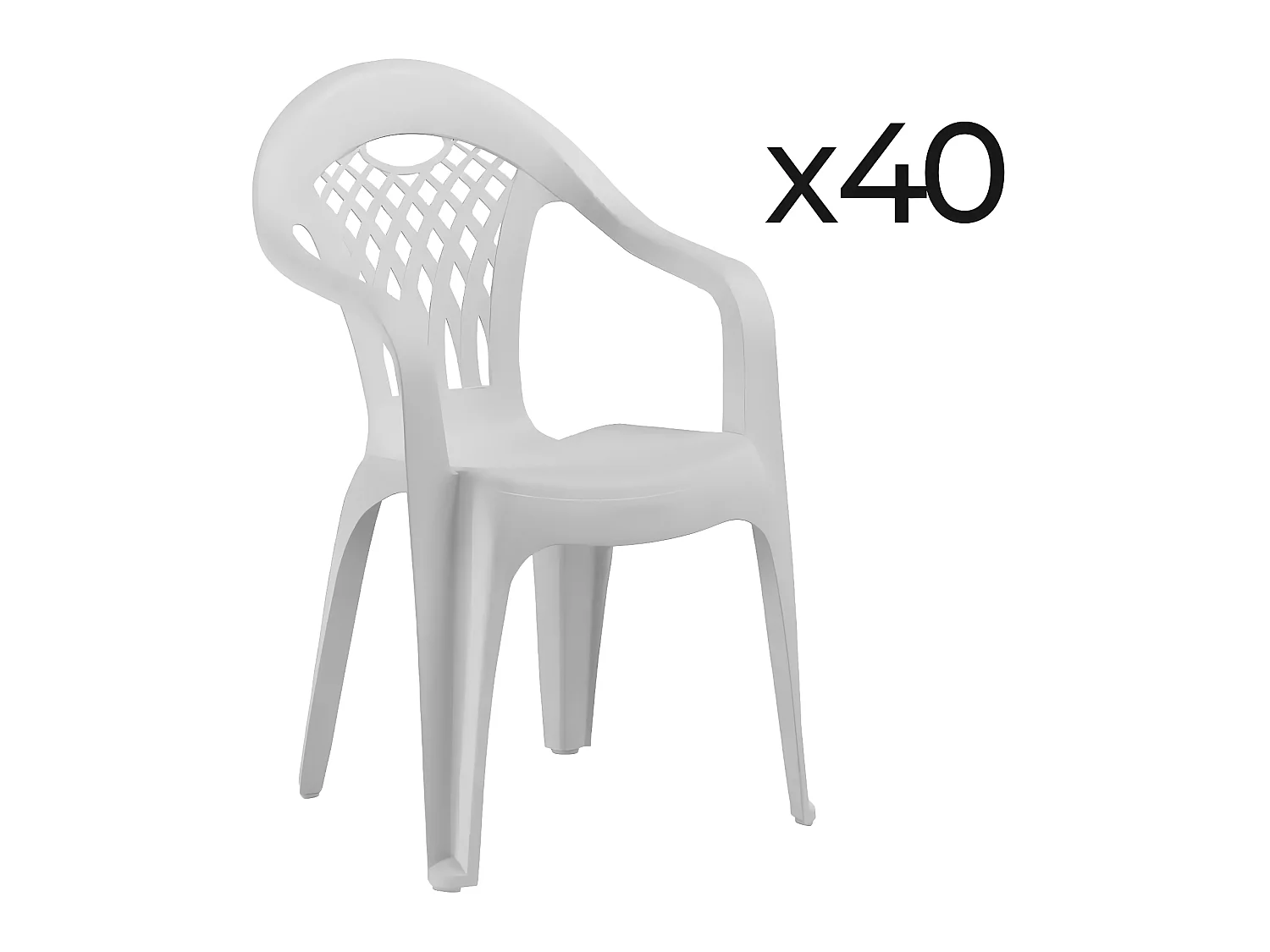 Lot de 40 chaises de jardin empilables en résine coloris Blanc - Longueur 58 x Profondeur 54 x Hauteur 86 cm