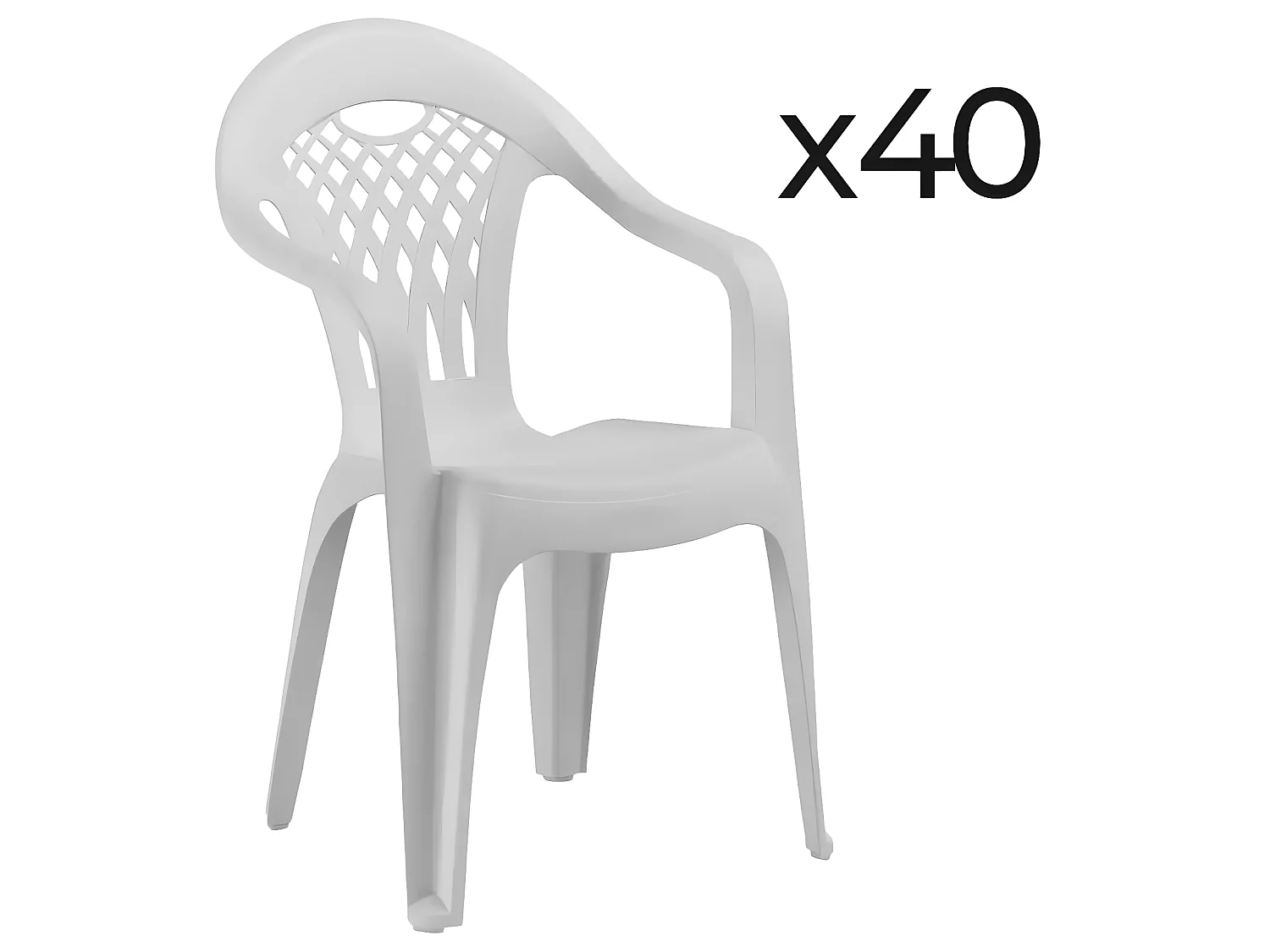 Lot de 40 chaises de jardin empilables en résine coloris Blanc - Longueur 58 x Profondeur 54 x Hauteur 86 cm