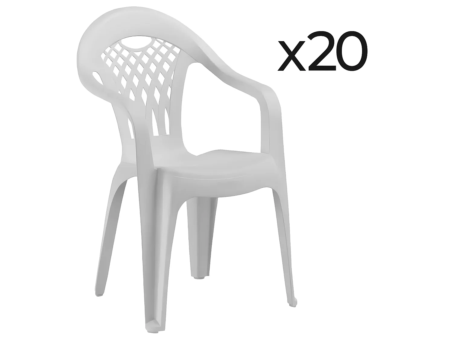 Lot de 20 chaises de jardin empilables en résine coloris Blanc - Longueur 58 x Profondeur 54 x Hauteur 86 cm