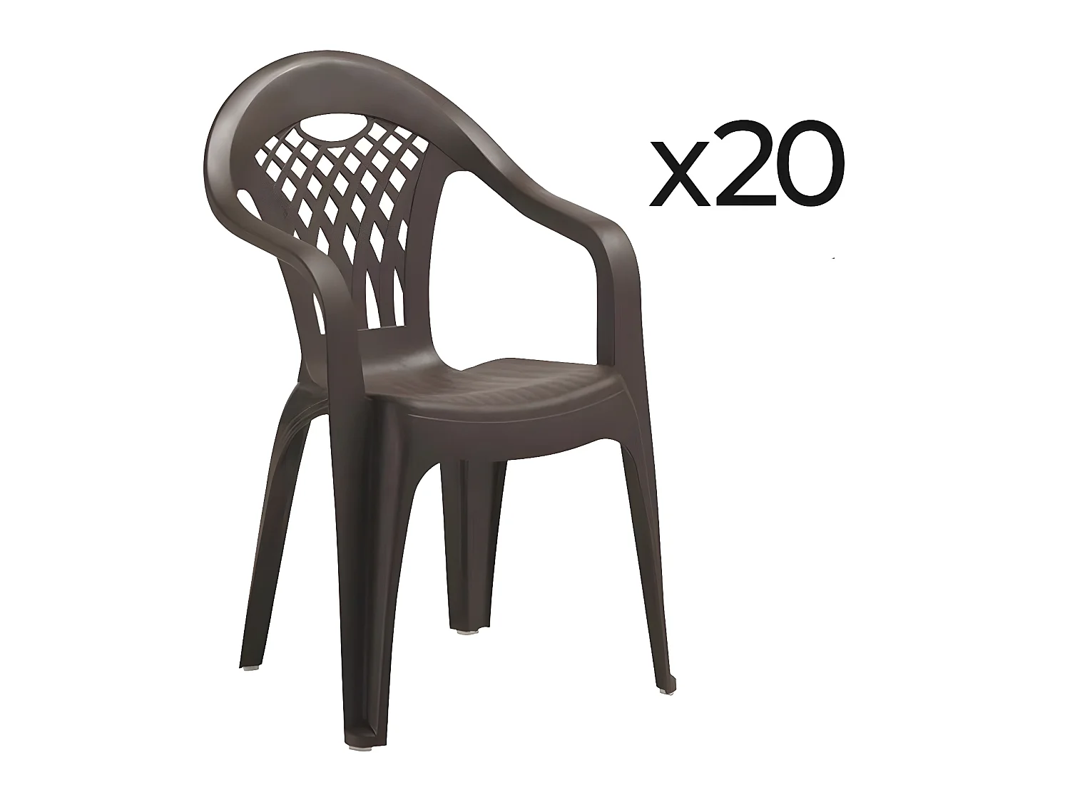 Lot de 20 chaises de jardin empilables en résine coloris Marron - Longueur 58 x Profondeur 54 x Hauteur 86 cm