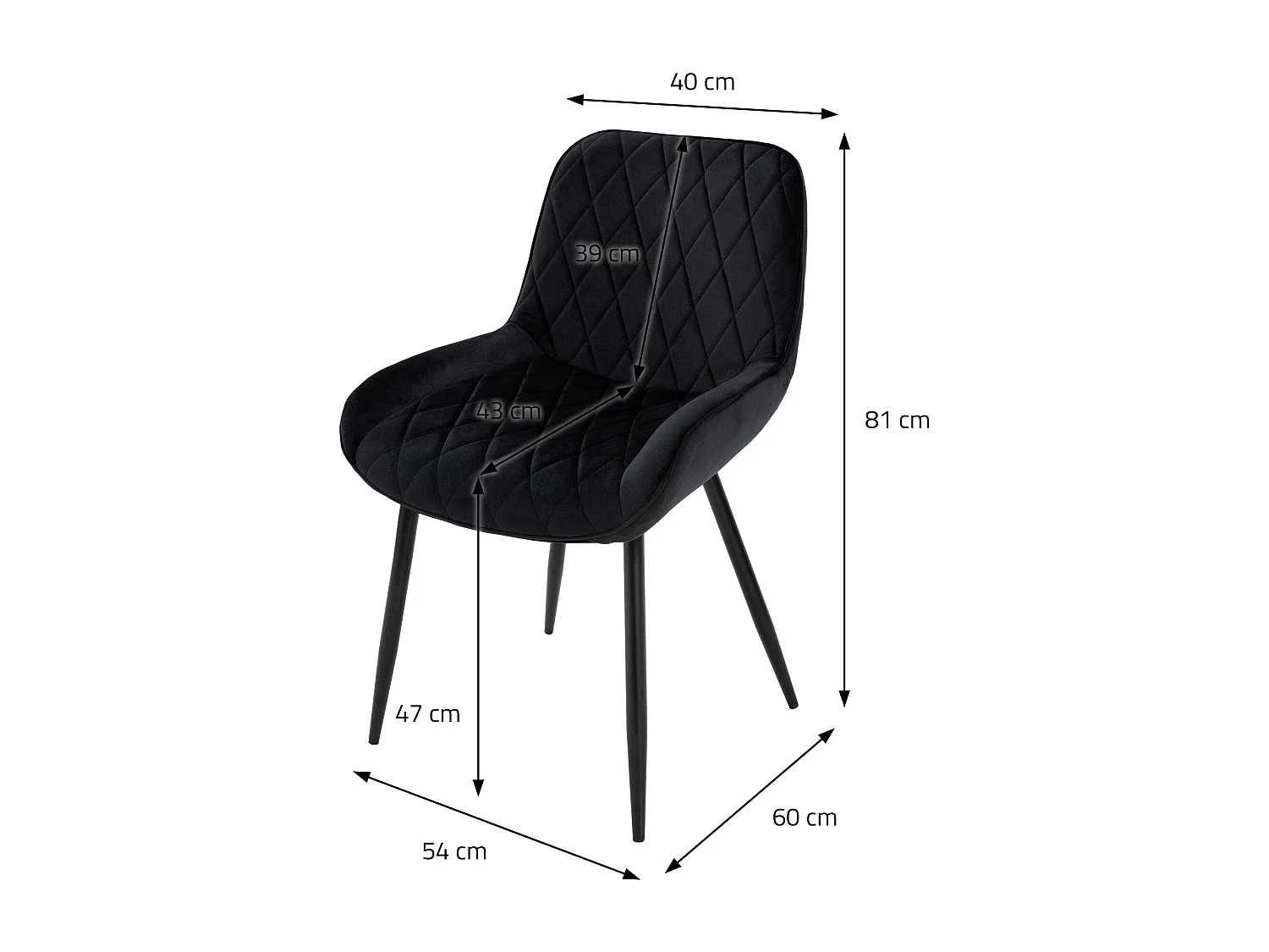 Set di 4 sedie da pranzo sedie da soggiorno sedie da cucina in velluto nero