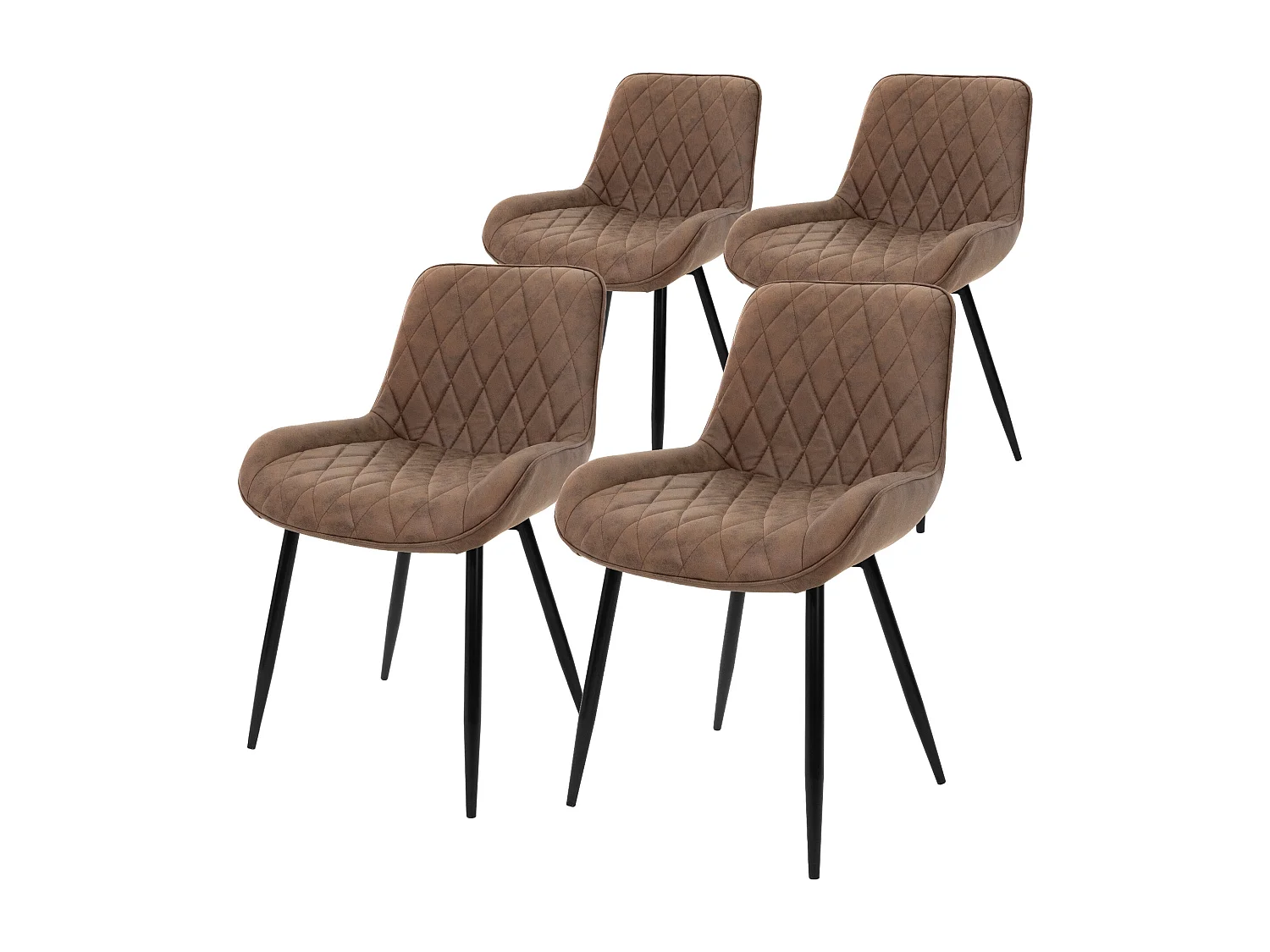 Lote de 4 sillas de comedor sillas de salón sillas de cocina PU marrón imitación piel