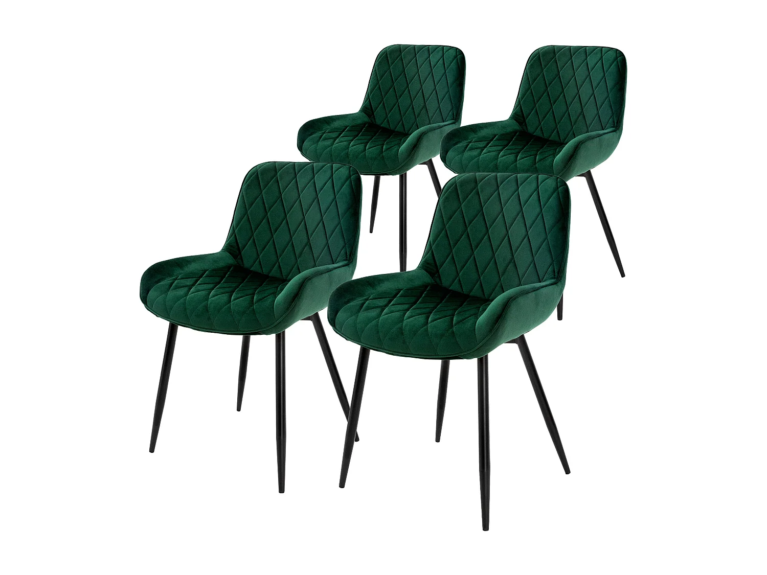 Set di 4 sedie sala da pranzo sedie soggiorno sedia cucina velluto verde scuro