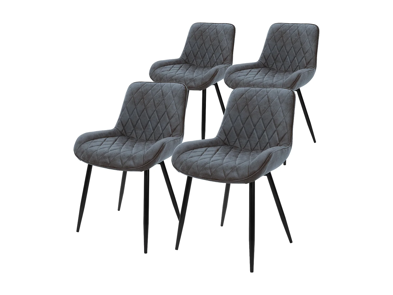 Lote de 4 sillas de comedor Sillas de salón Silla de cocina Antracita PU imitación cuero