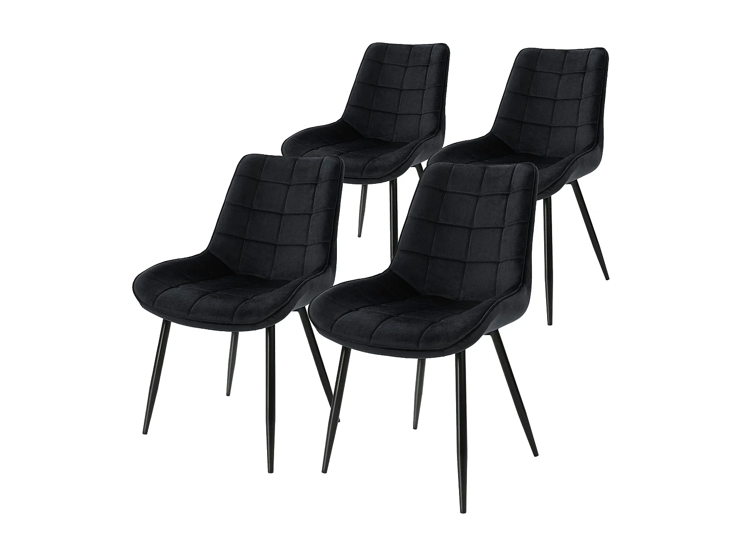 Lot de 4 chaises de salle à manger Chaises de salon Chaise rembourrée en velours Noir