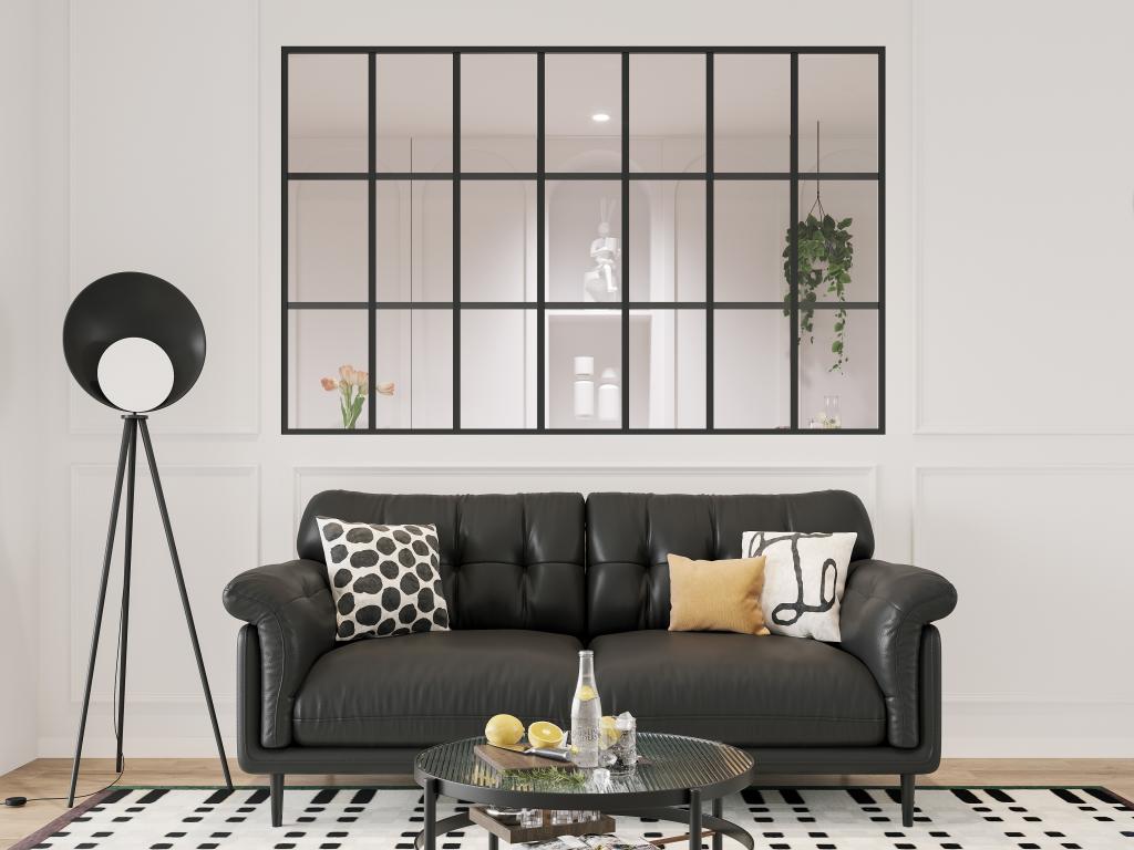 Vente-unique Glaswand im Orangeriestil - thermolackiertes Aluminium - 210 x 130 cm - Schwarz - ORANSA 3157035