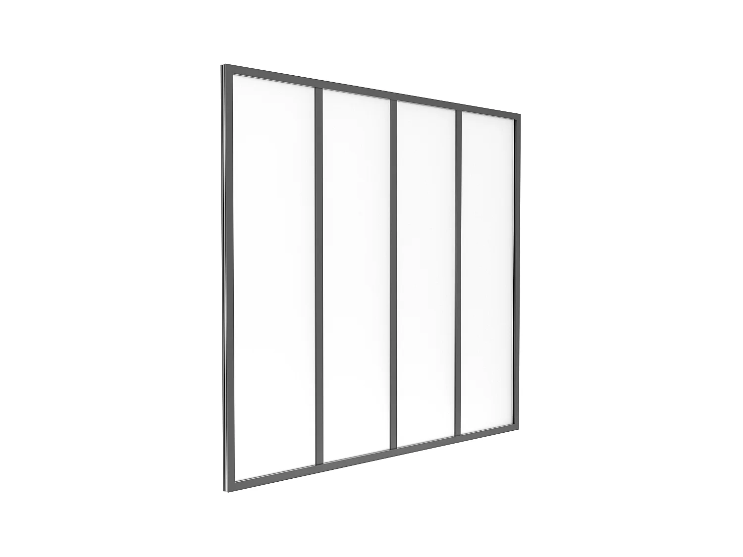 Værkstedsglasparti i pulverlakeret aluminium og matteret glas - 120x105 cm - Sort - BAYVIEW