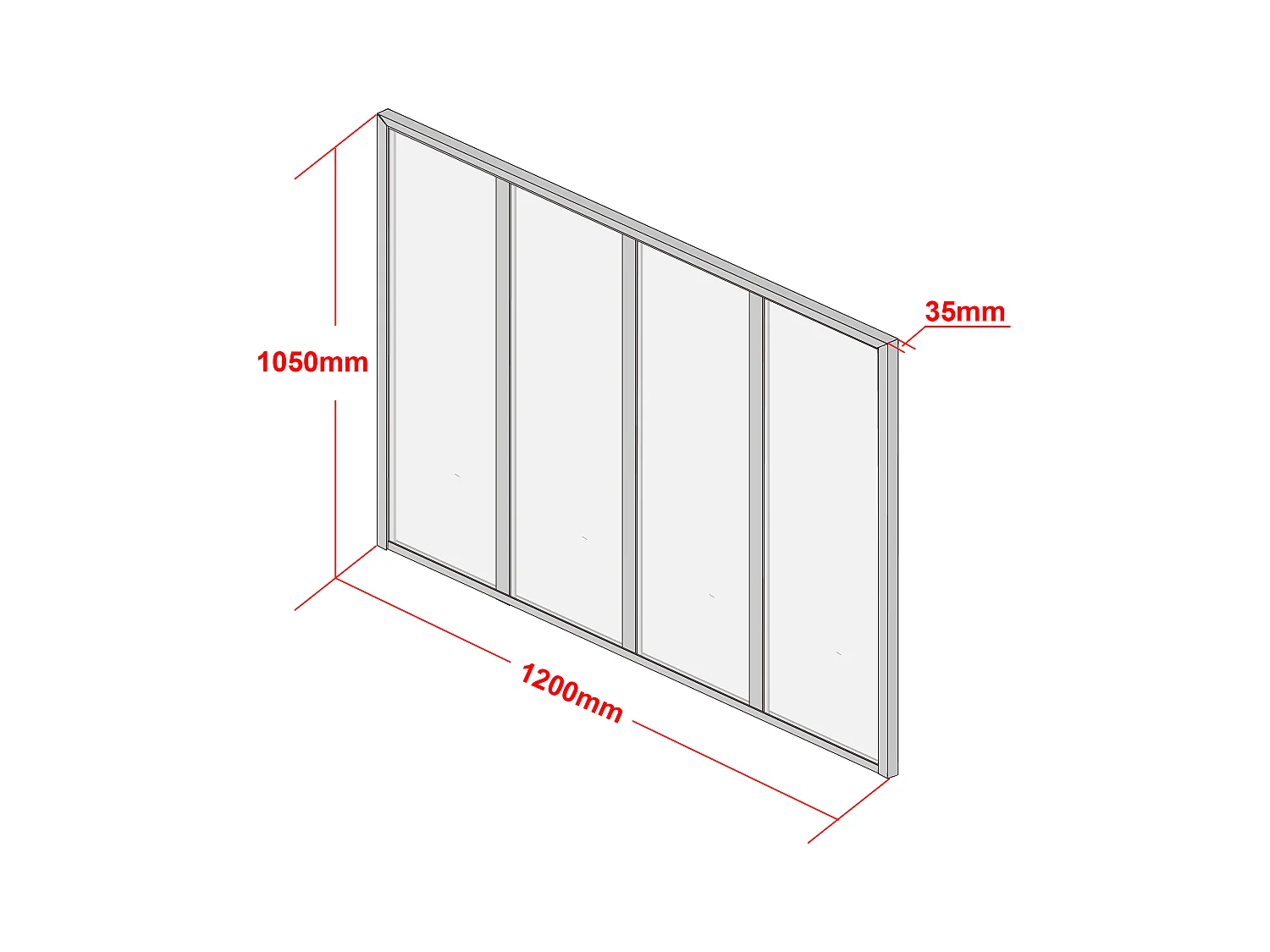 Værkstedsglasparti i pulverlakeret aluminium og matteret glas - 120x105 cm - Sort - BAYVIEW