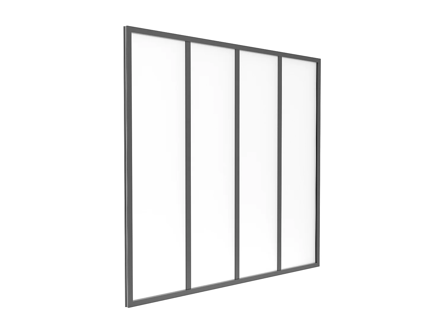 Glazen binnenraam van gepoedercoat aluminium en matglas – 120 x 105 cm – Zwart – BAYVIEW