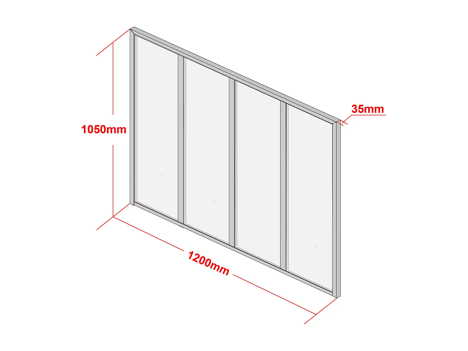 Glazen binnenraam van gepoedercoat aluminium en matglas – 120 x 105 cm – Zwart – BAYVIEW