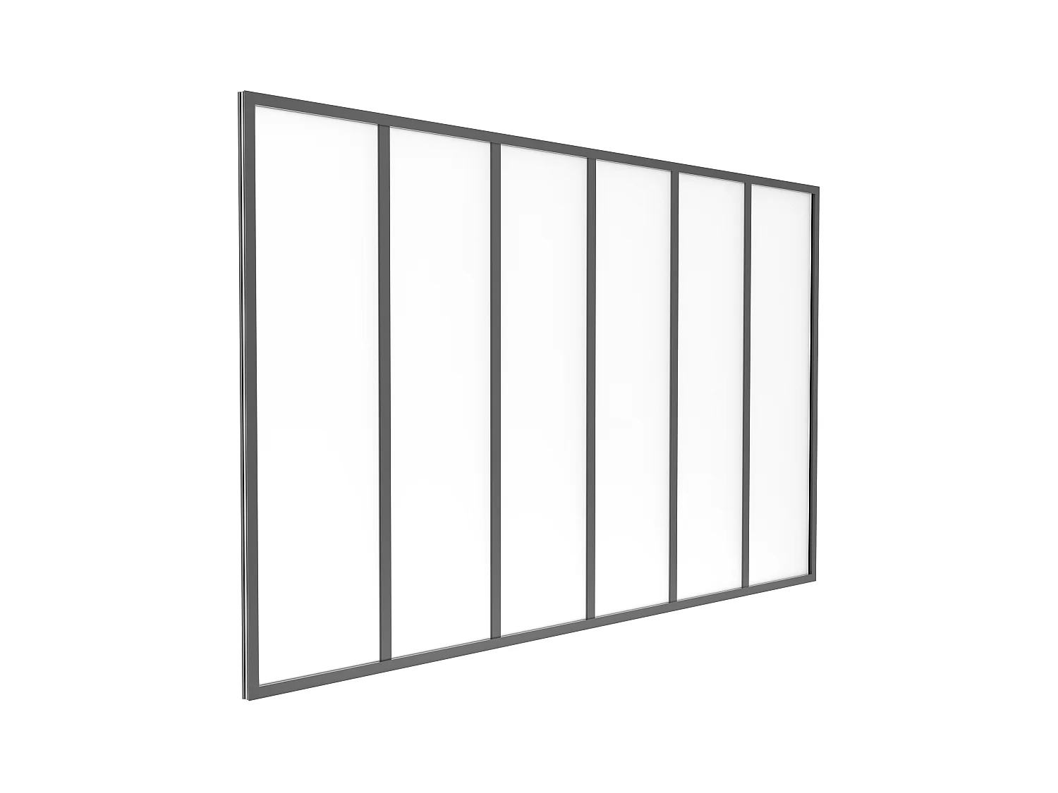 Værkstedsvinduesparti i pulverlakeret aluminium og matteret glas - 180x105 cm - Sort - BAYVIEW