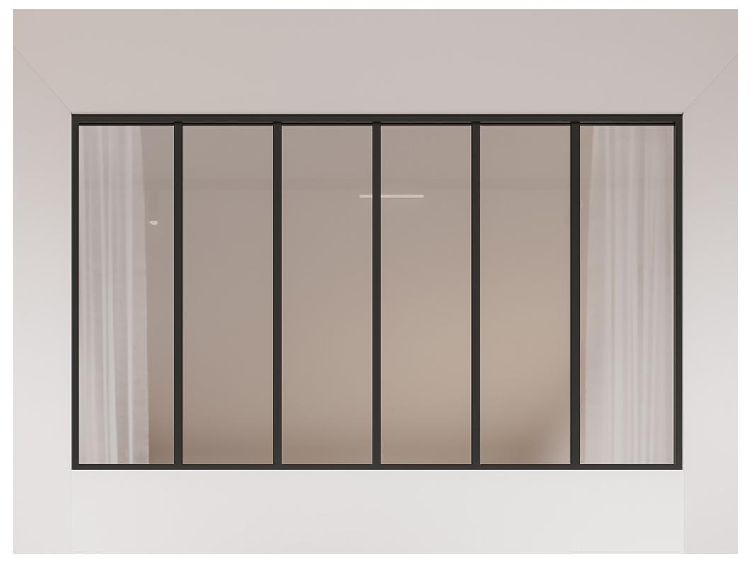 Verrière atelier en aluminium thermolaqué et verre dépoli  - 180x105 cm - Noir - BAYVIEW