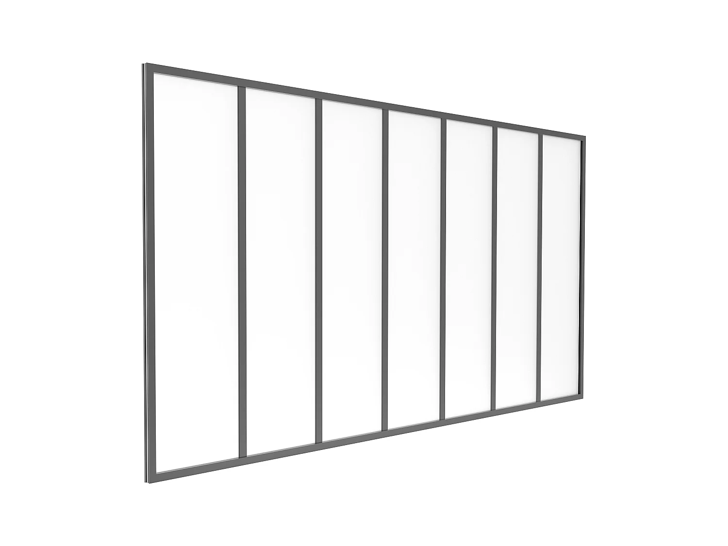 Divisória de atelier alumínio termolacado e vidro fosco 210x105 cm, preto - BAYVIEW