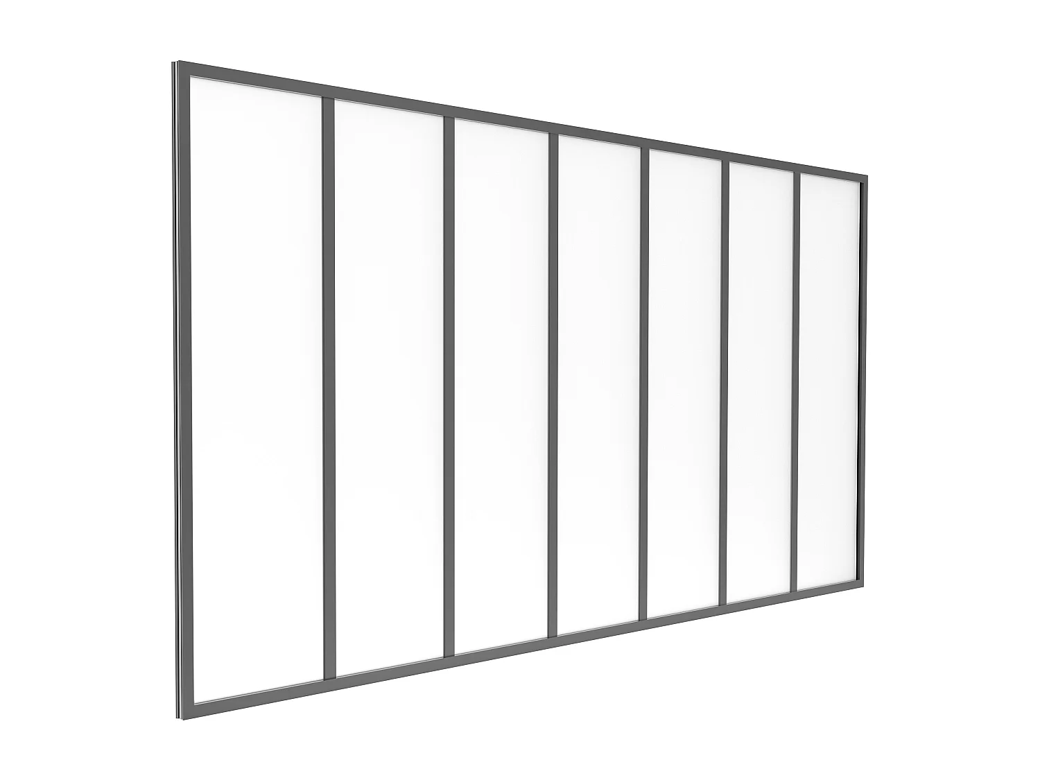 Verkstedsvindu i pulverlakkert aluminium og frostet glass - 210x105 cm - Svart - BAYVIEW