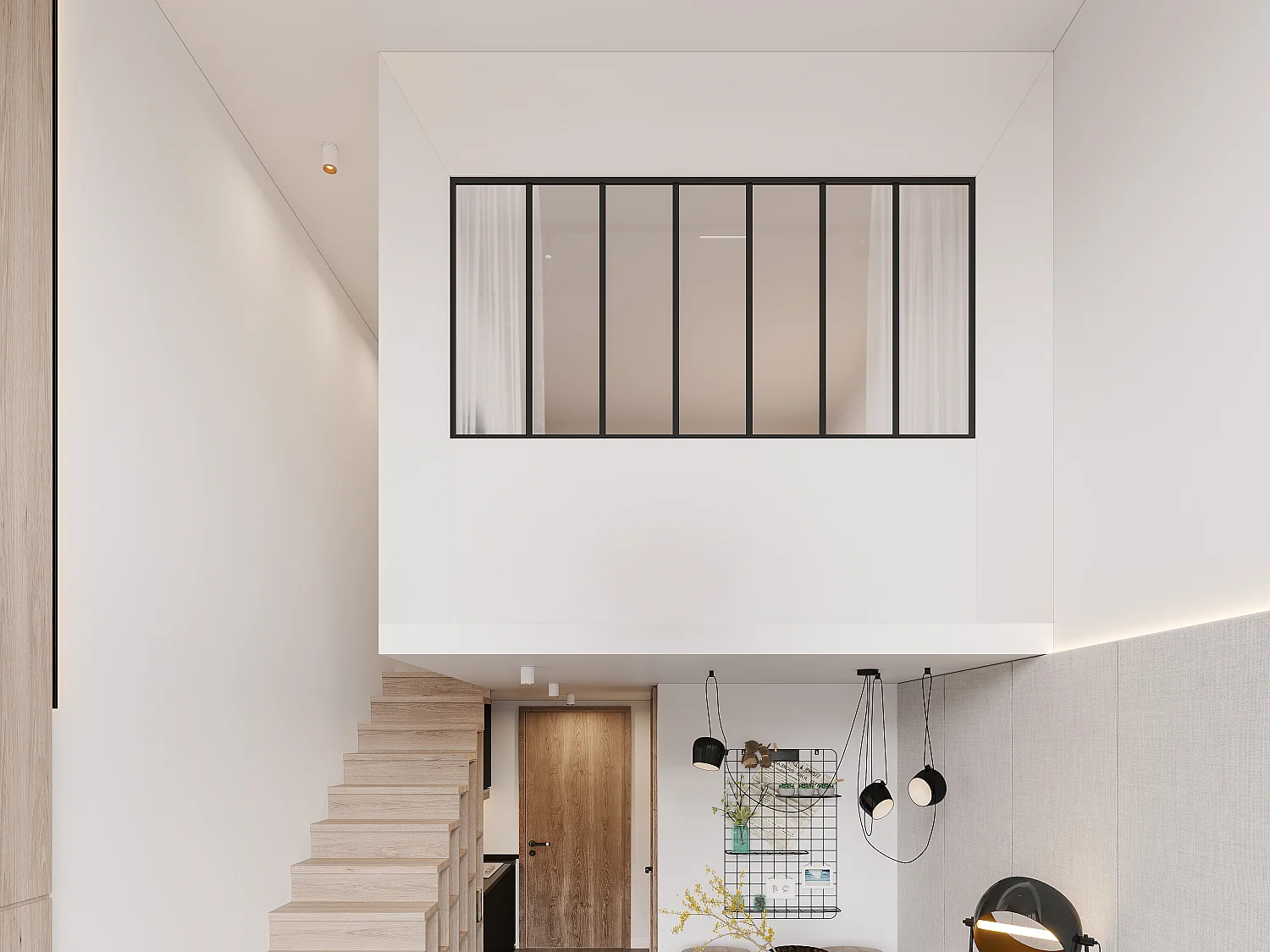 Værkstedelux værksted i aluminium thermolaxeret og matteret glas - 210x105 cm - Sort - BAYVIEW