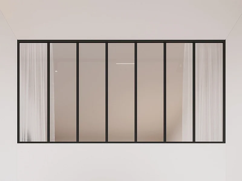 Glazen binnenraam van gepoedercoat aluminium en matglas – 210 x 105 cm – Zwart – BAYVIEW